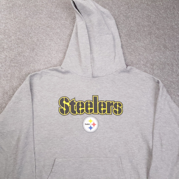 Vintage NFL Pittsburgh Stealers Medium Gray Long Sleeve Pockets Hoodie - Picture 8 of 11